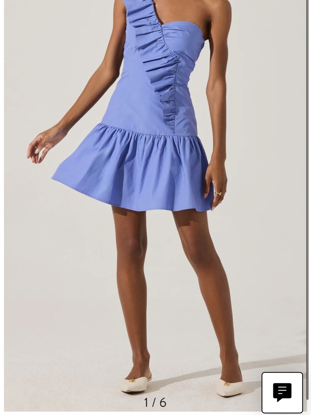 Astr One-Shoulder Ruffle Mini Dress in Periwinkle Blue - Picture 4 of 7